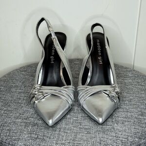 Madden Girl Metallic Silver Slingback Heels
